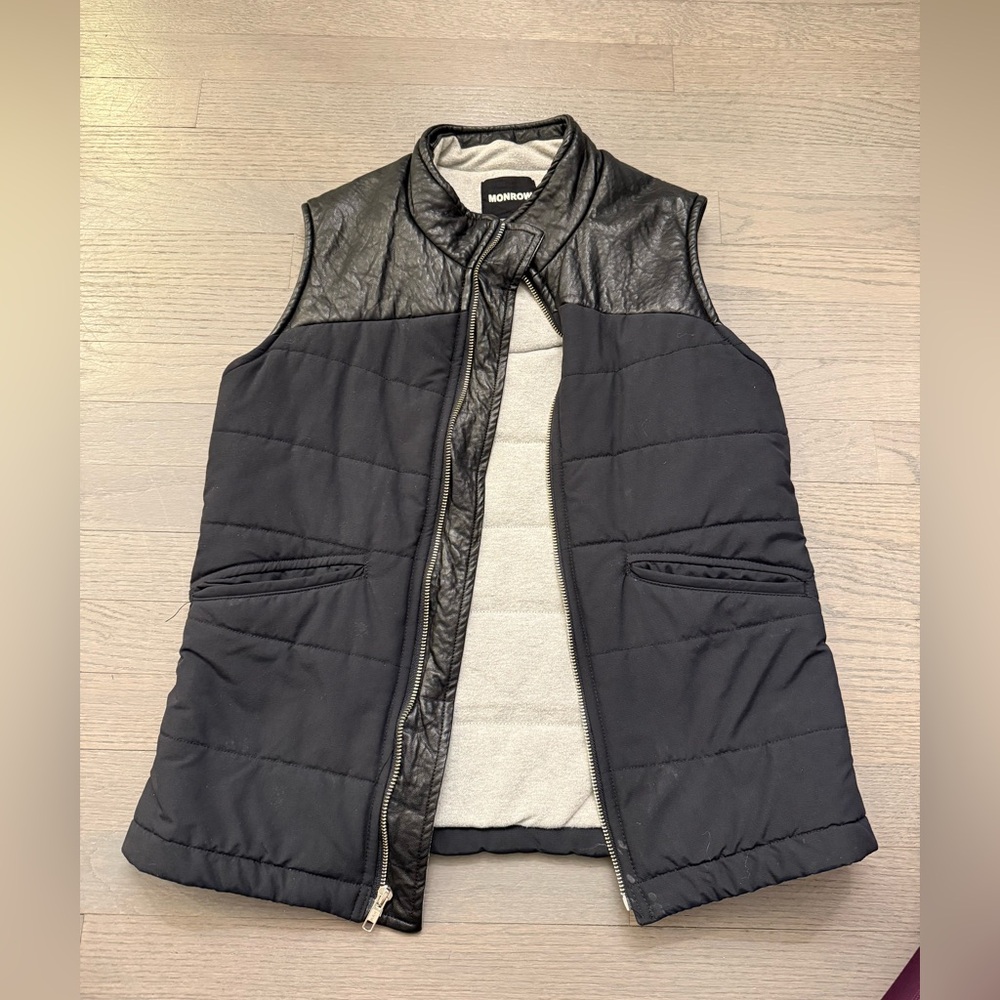 Monrow vest with leather detail.